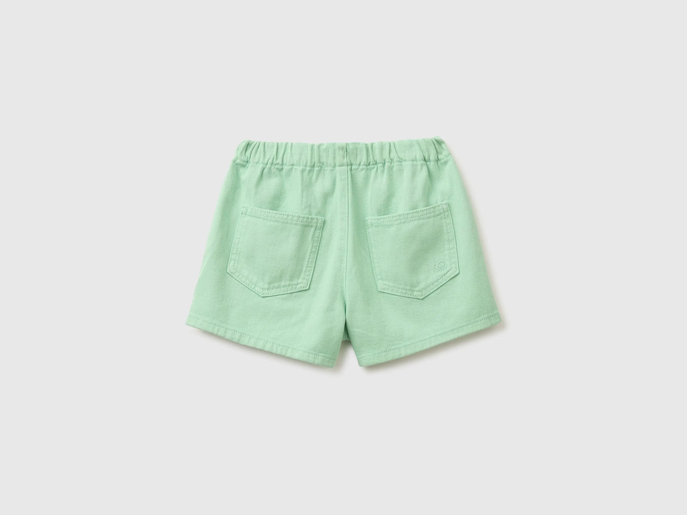 Benetton Green Girls Pure Cotton Shorts SKU: 4PYAC904Y_80G Image 02
