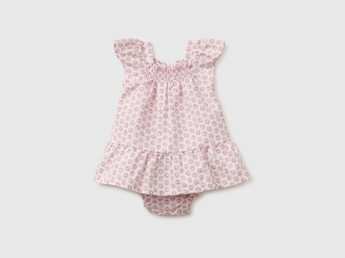 Benetton Pink Girls Floral Dress in Linen Blend SKU: 4QBQAV00W_68E Image 01