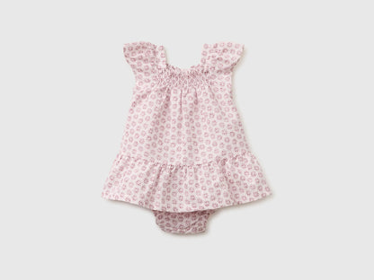 Benetton Pink Girls Floral Dress in Linen Blend SKU: 4QBQAV00W_68E Image 01