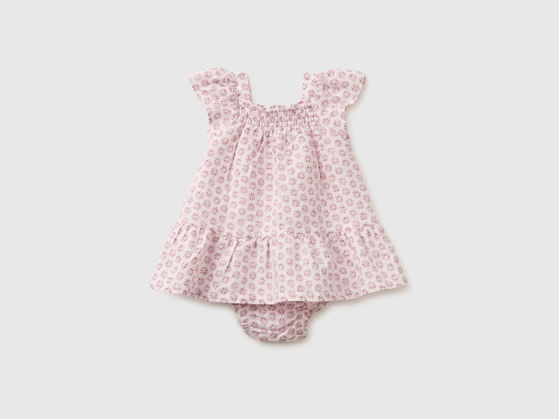 Benetton Pink Girls Floral Dress in Linen Blend SKU: 4QBQAV00W_68E Image 02