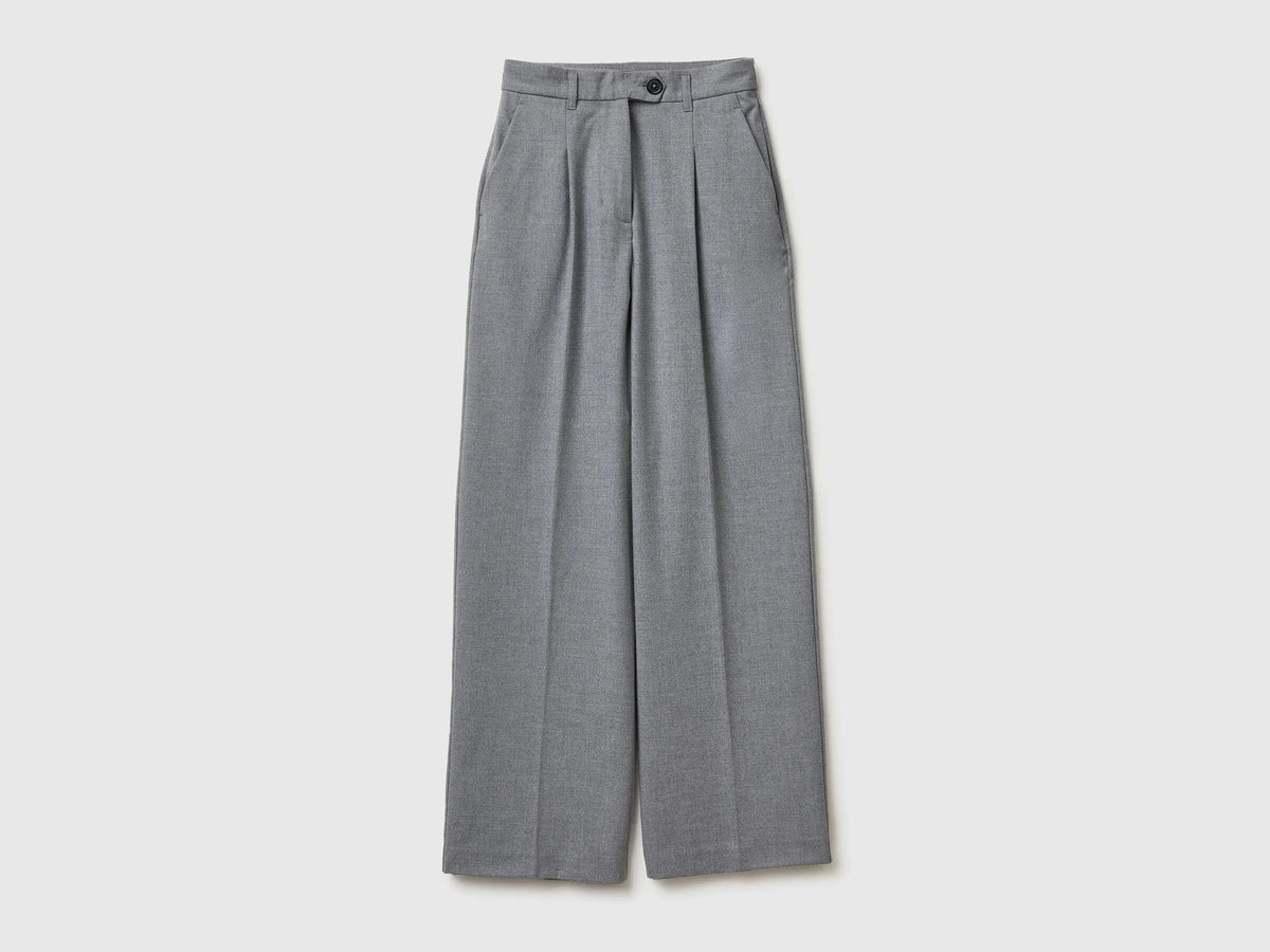 Benetton_Gray_Wide Flannel Trousers_4QIKDF0AC_907_05