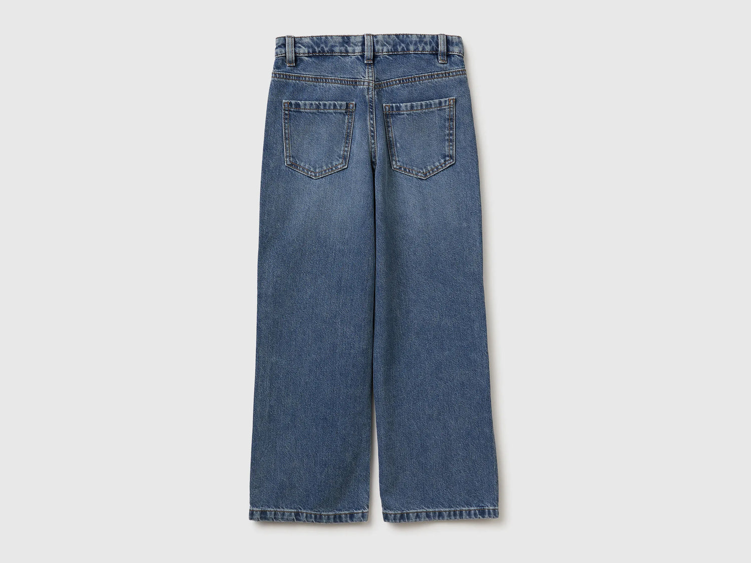 Benetton Light Blue Girls Straight Jeans with Eyelets SKU: 4R76CE04O_901 Image 02