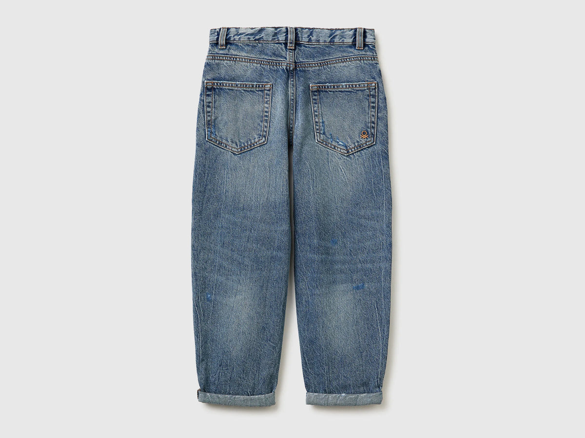 Benetton Blue Boys Balloon Fit Jeans SKU: 4R76CE04R_901 Image 02