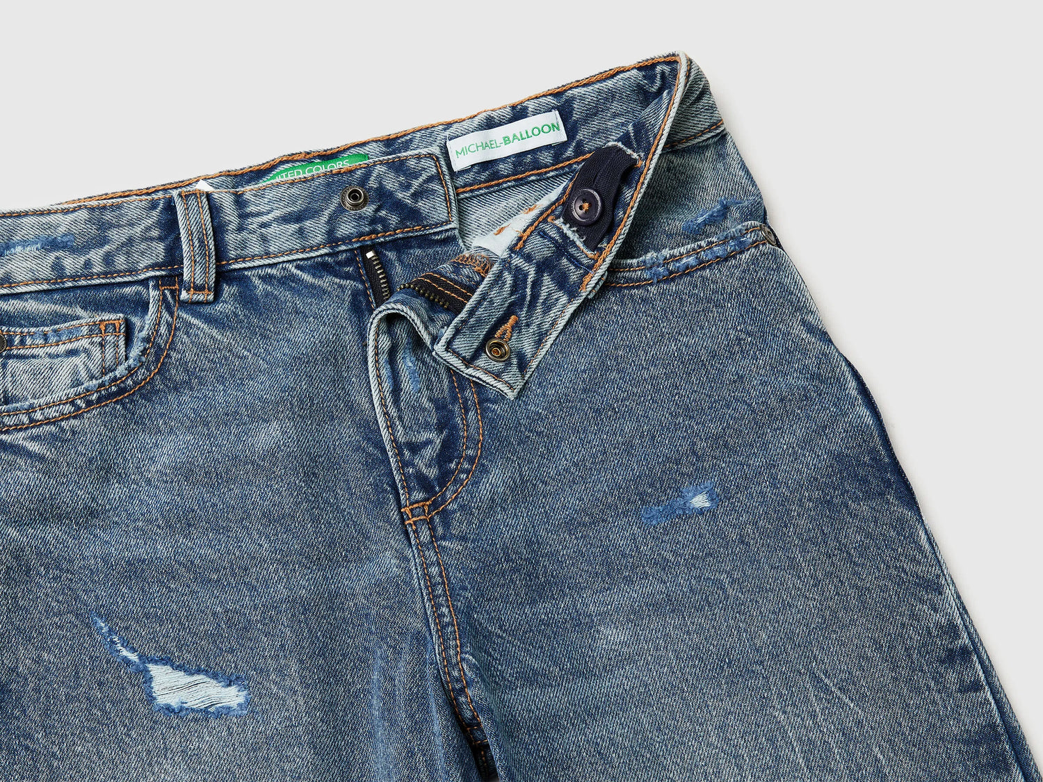 Benetton Blue Boys Balloon Fit Jeans SKU: 4R76CE04R_901 Image 03