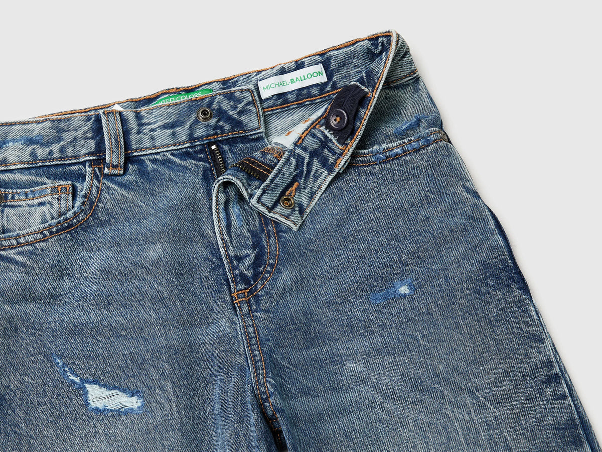 Benetton Blue Boys Balloon Fit Jeans SKU: 4R76CE04R_901 Image 03
