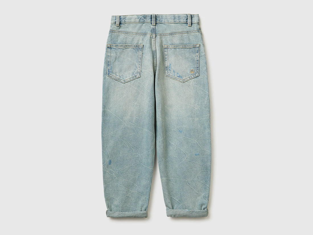 Benetton Light Blue Boys Balloon Fit Jeans SKU: 4R76CE04R_902 Image 02