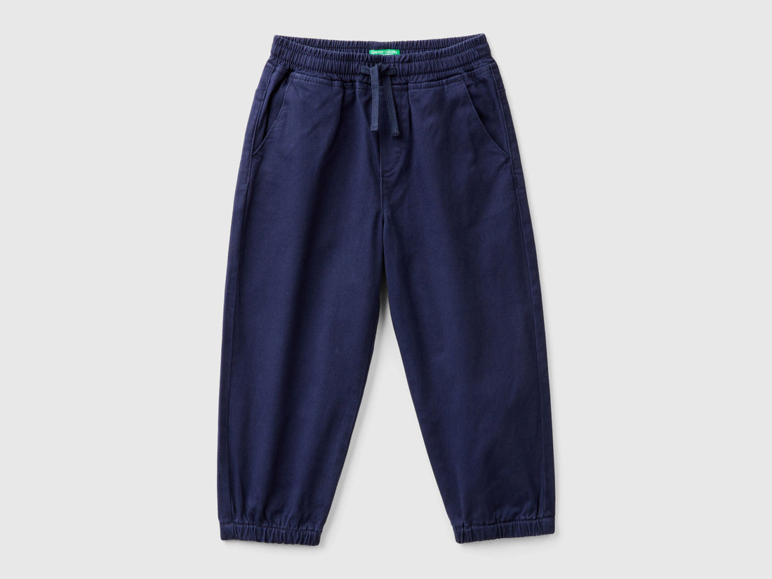 Benetton_Dark Blue_Stretch Cotton Joggers with Drawstring_4RHPGF021_252_01