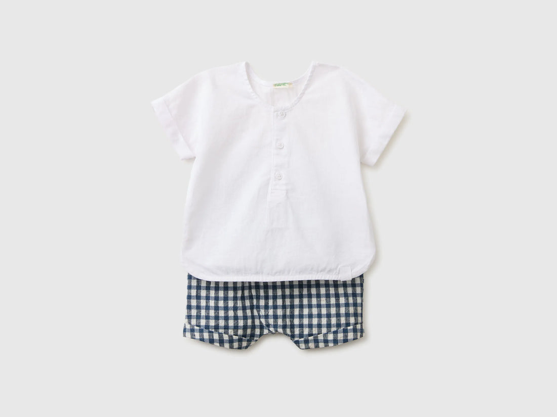 Benetton Dark Blue Boys Linen Blend Set SKU: 4T06AK003_901 Image 01