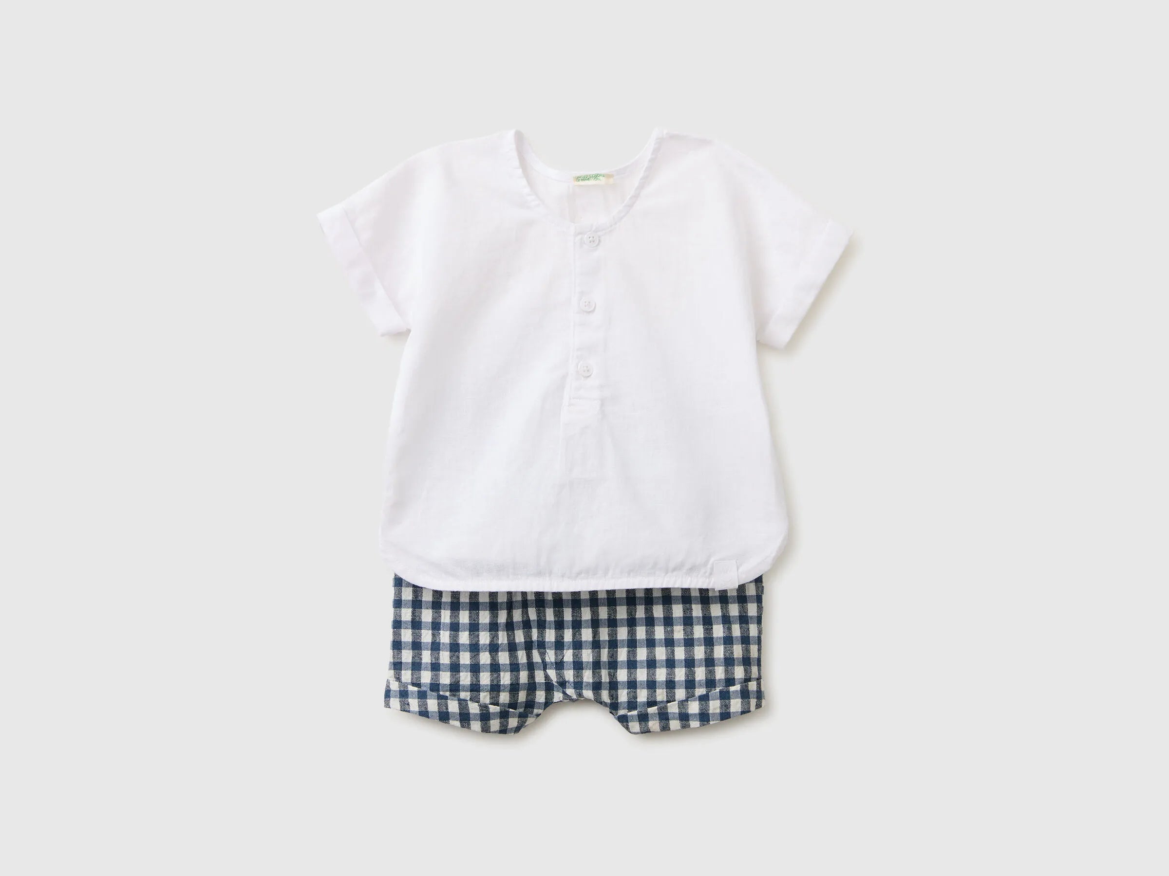 Benetton Dark Blue Boys Linen Blend Set SKU: 4T06AK003_901 Image 01
