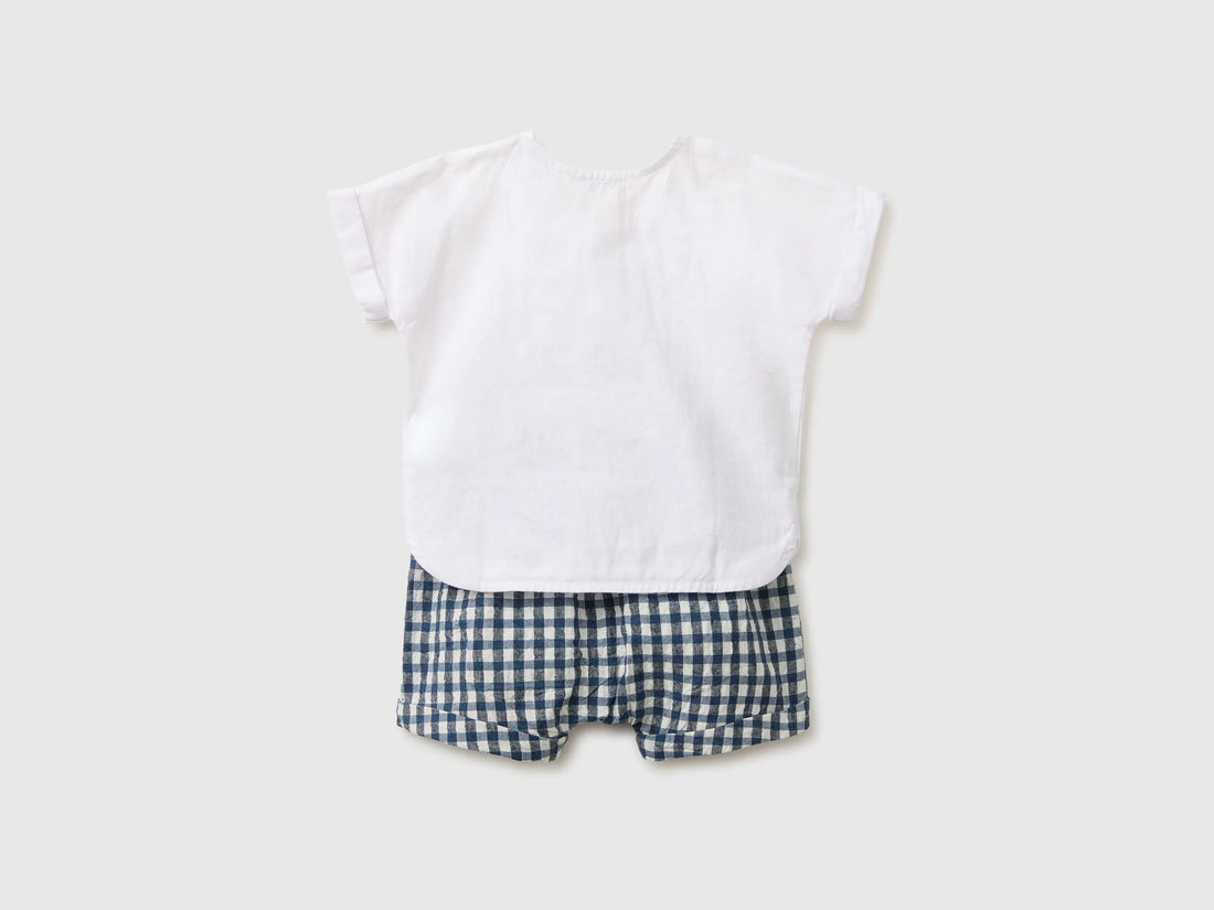 Benetton Dark Blue Boys Linen Blend Set SKU: 4T06AK003_901 Image 02