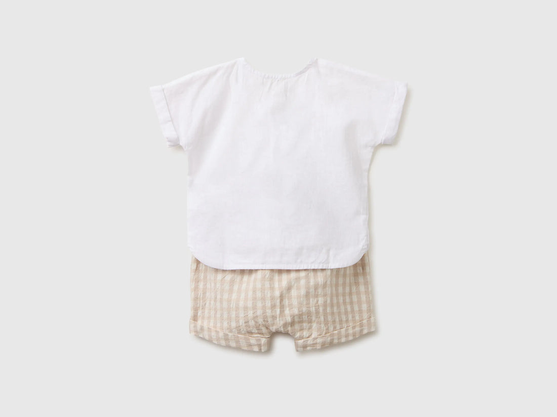Benetton Beige Boys Linen Blend Set SKU: 4T06AK003_902 Image 02