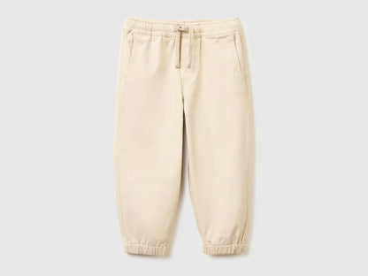Benetton Beige Boys Stretch Cotton Joggers SKU: 4T48GF02R_152 Image 01