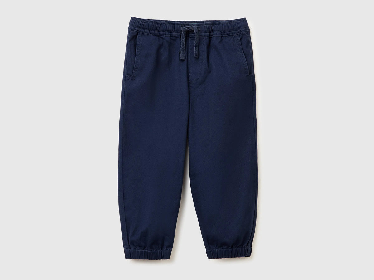 Benetton Dark Blue Boys Stretch Cotton Joggers SKU: 4T48GF02R_252 Image 01