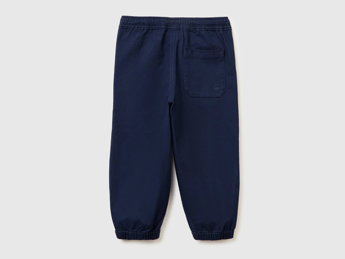 Benetton Dark Blue Boys Stretch Cotton Joggers SKU: 4T48GF02R_252 Image 02