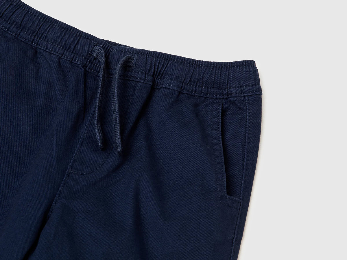 Benetton Dark Blue Boys Stretch Cotton Joggers SKU: 4T48GF02R_252 Image 03