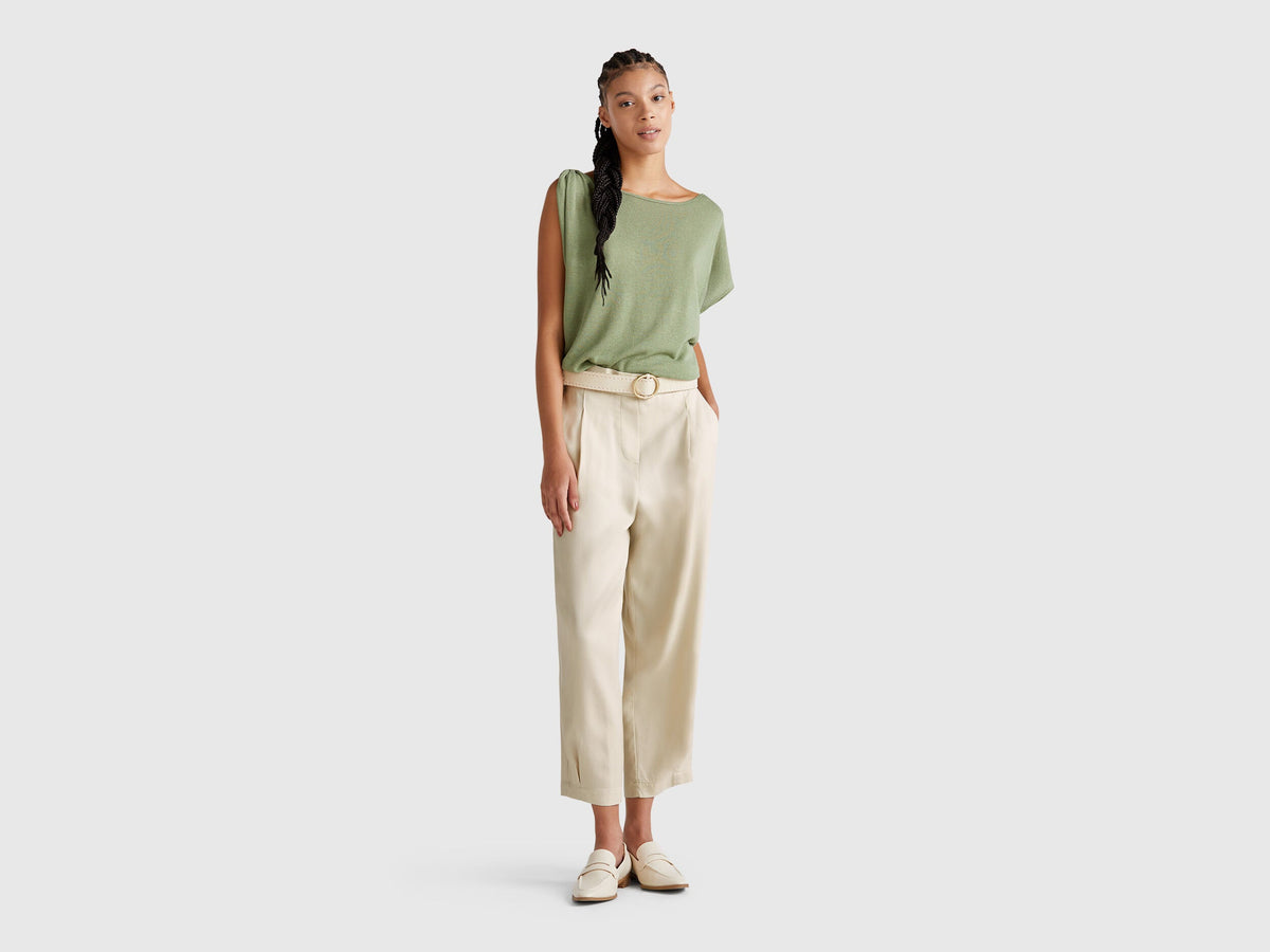 Benetton_Flowy Trousers with Pleats_4T91DF08L_152_01