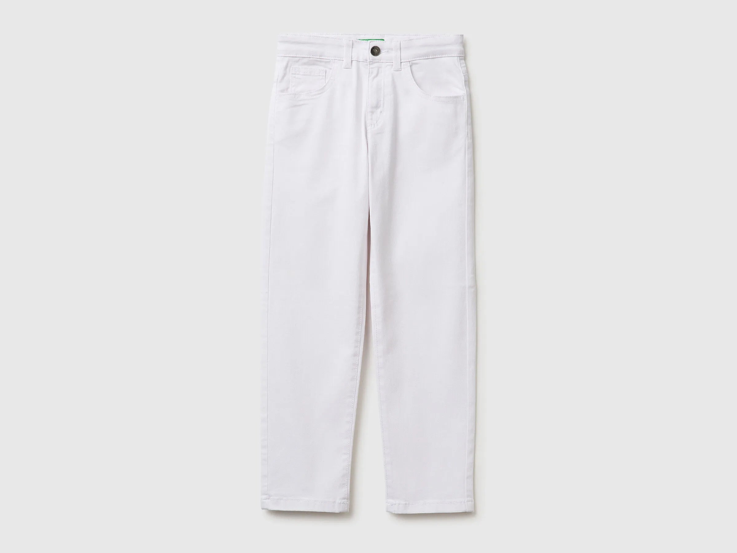Benetton White Boys Stretch Cotton Trousers SKU: 4TCGCE04D_101 Image 01