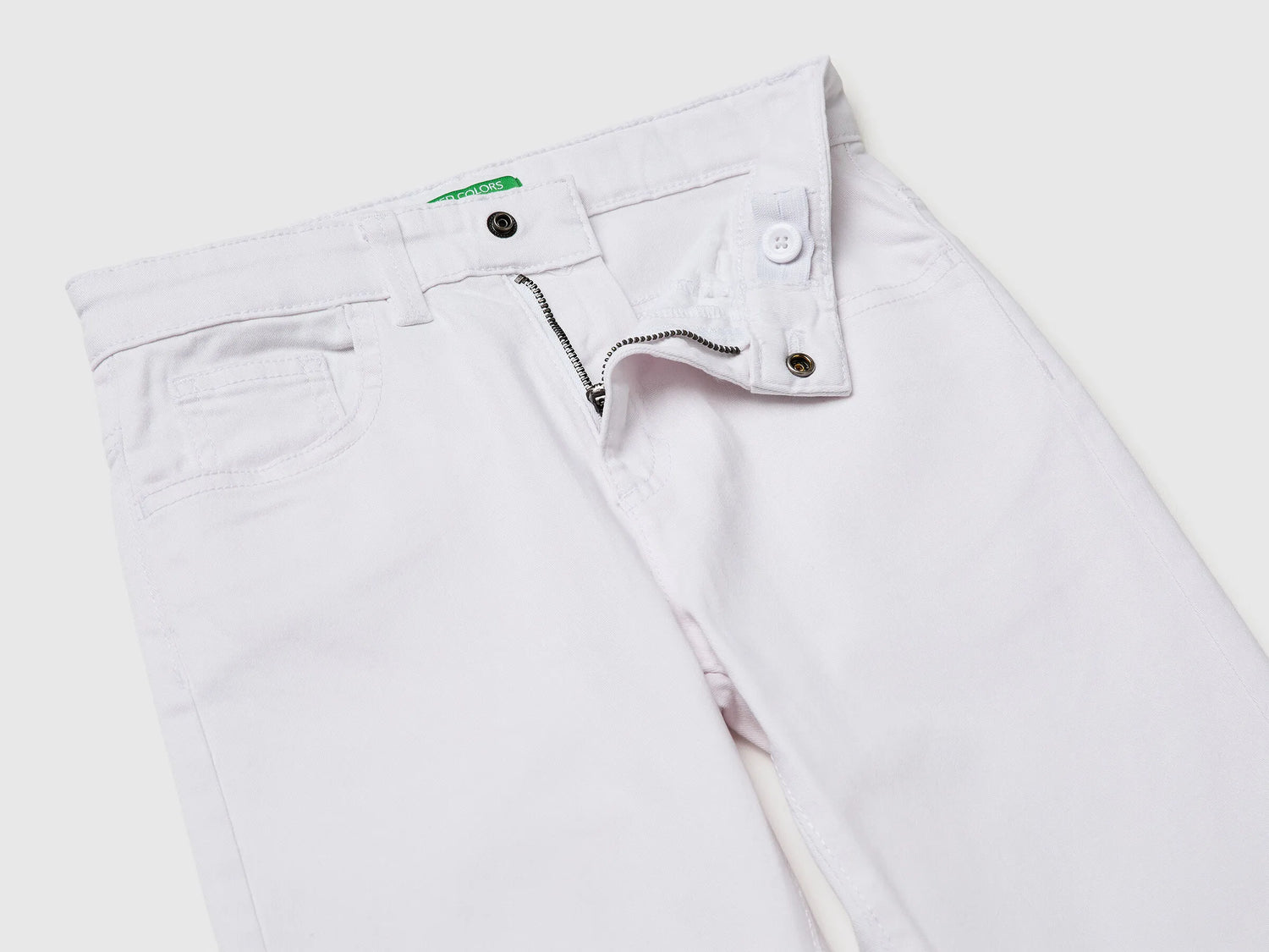 Benetton White Boys Stretch Cotton Trousers SKU: 4TCGCE04D_101 Image 03