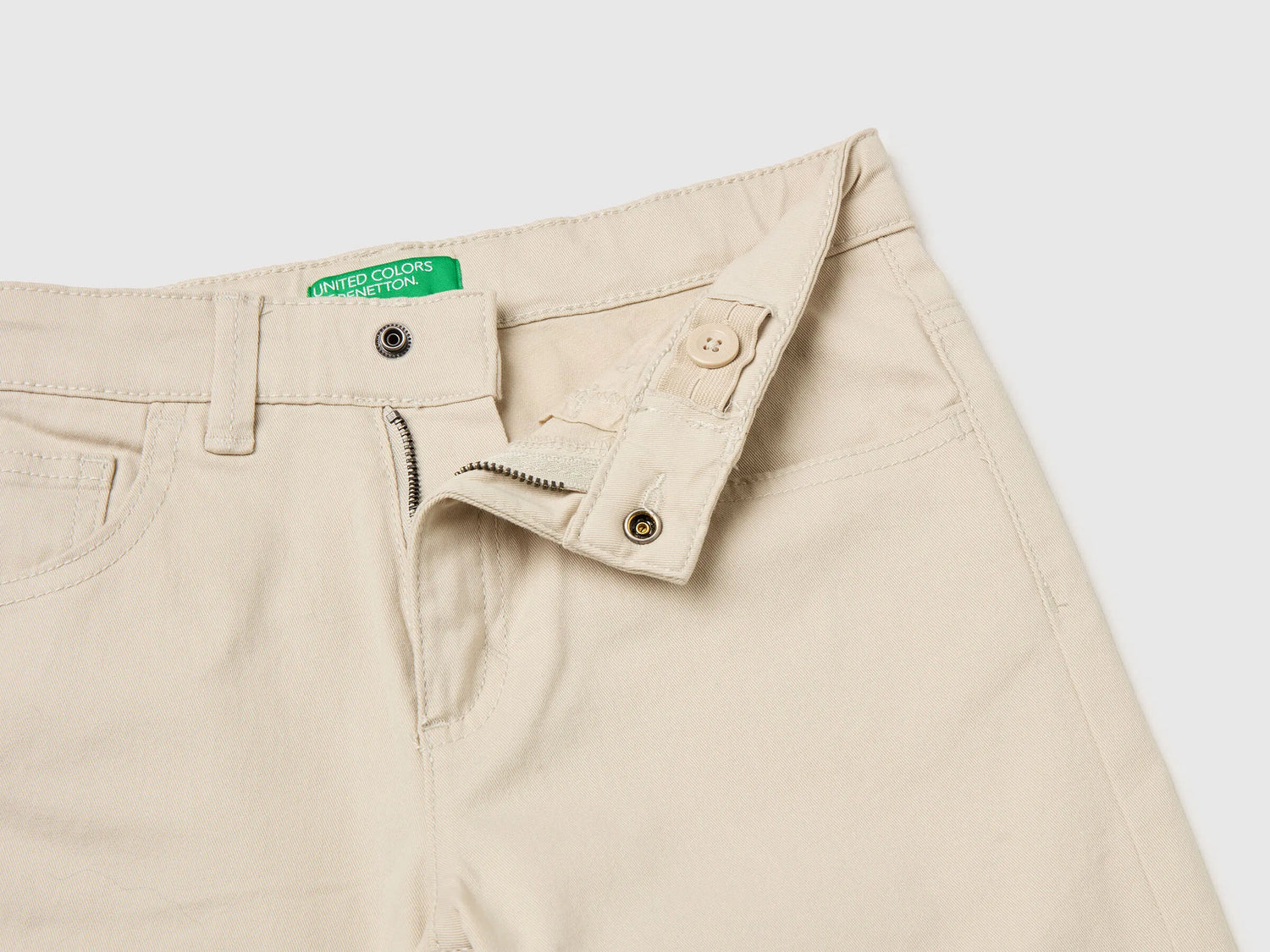 Benetton Beige Boys Stretch Cotton Trousers SKU: 4TCGCE04D_152 Image 03