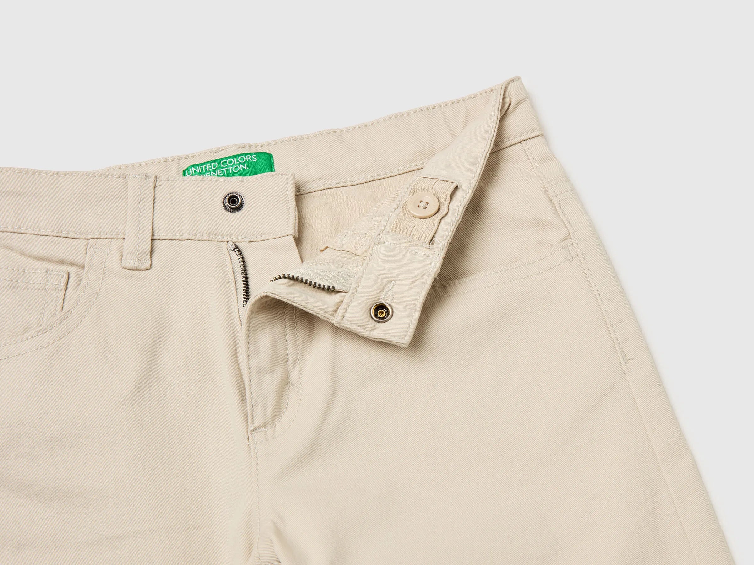 Benetton Beige Boys Stretch Cotton Trousers SKU: 4TCGCE04D_152 Image 03