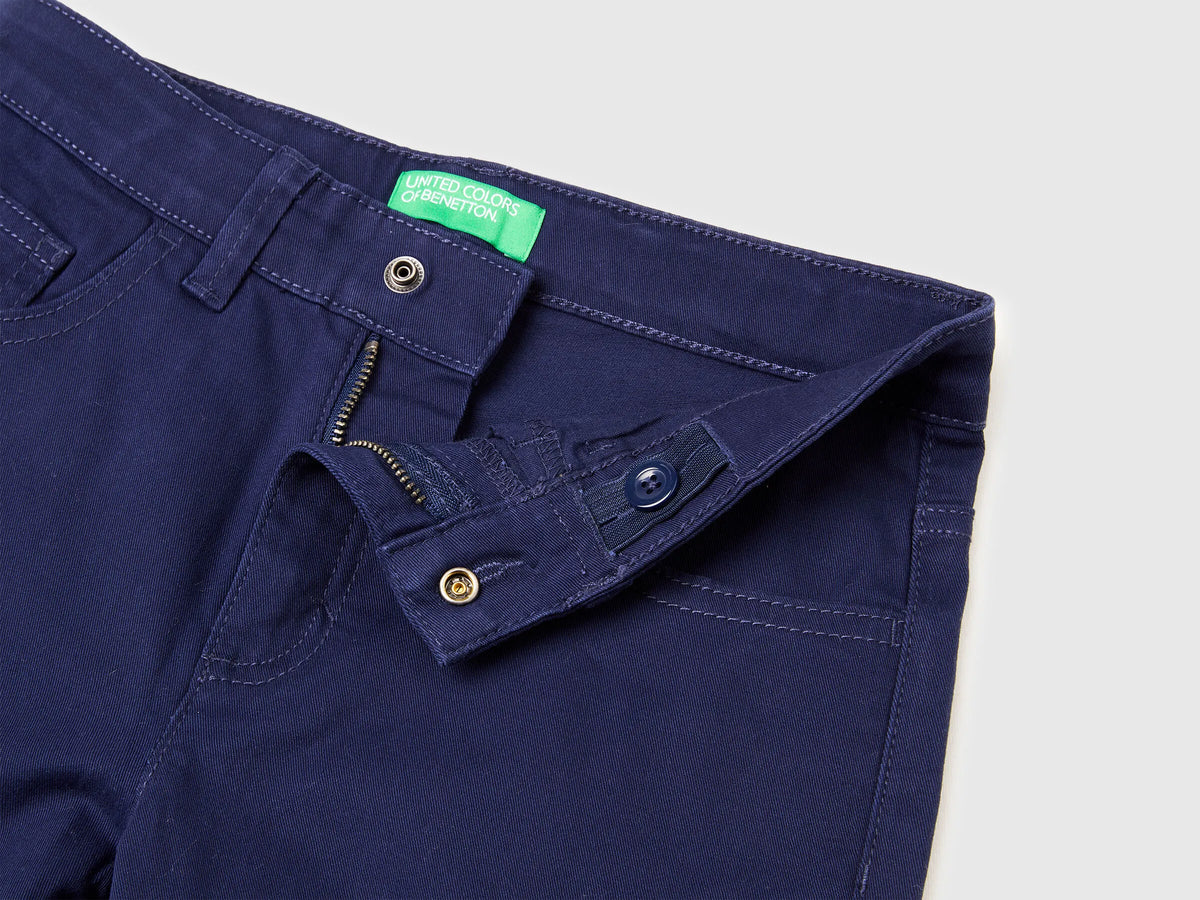 Benetton Dark Blue Boys Stretch Cotton Trousers SKU: 4TCGCE04D_252 Image 03