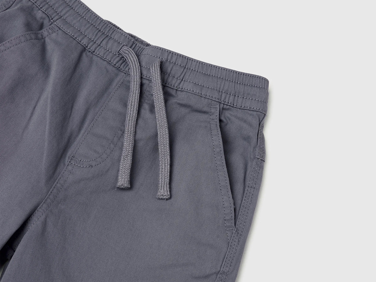 Benetton Dark Gray Boys Stretch Cotton Cargo Pants SKU: 4TCGCF05D_10N Image 03
