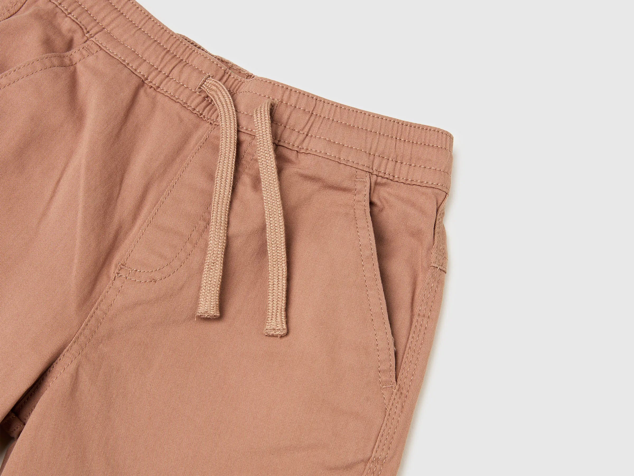 Benetton Camel Boys Stretch Cotton Cargo Pants SKU: 4TCGCF05D_34M Image 03