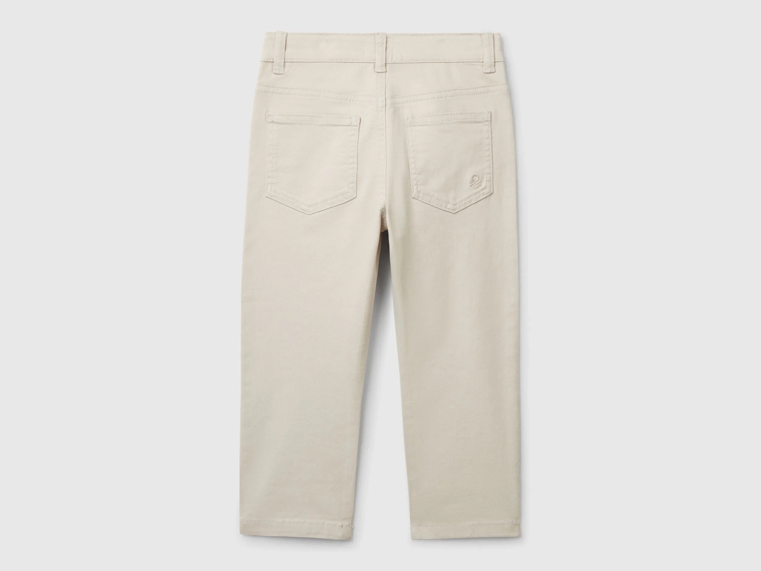 Benetton Beige Boys Five-Pocket Stretch Trousers SKU: 4TCGGE009_152 Image 02