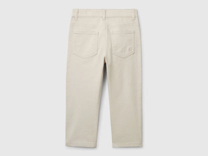 Benetton Beige Boys Five-Pocket Stretch Trousers SKU: 4TCGGE009_152 Image 02