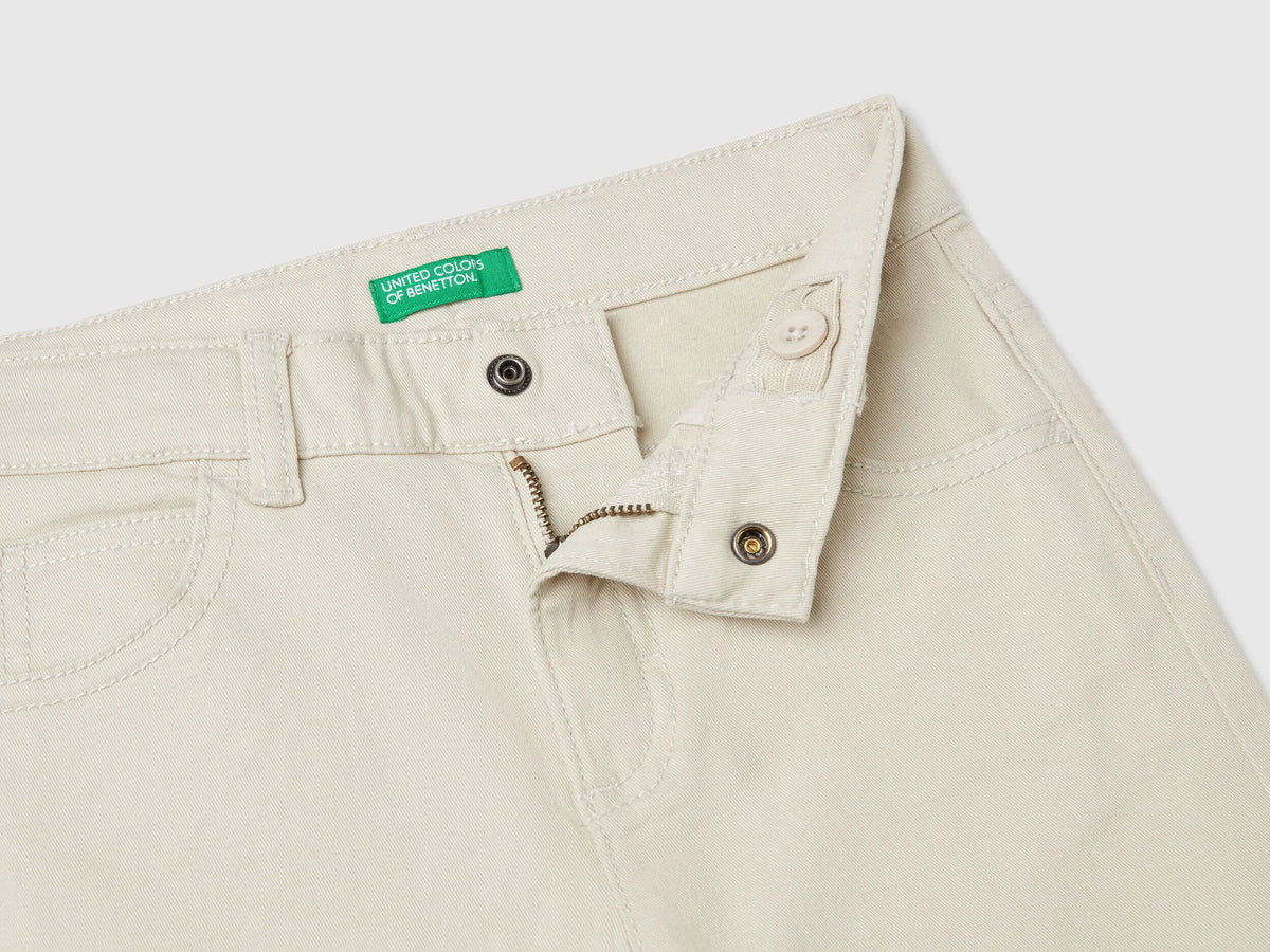 Benetton Beige Boys Five-Pocket Stretch Trousers SKU: 4TCGGE009_152 Image 03