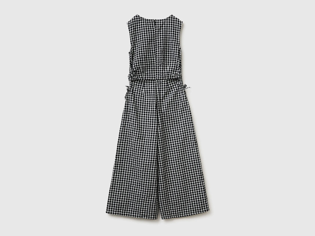 Benetton Black Girls Gingham Checkered Jumpsuit SKU: 4TEECT01B_902 Image 02