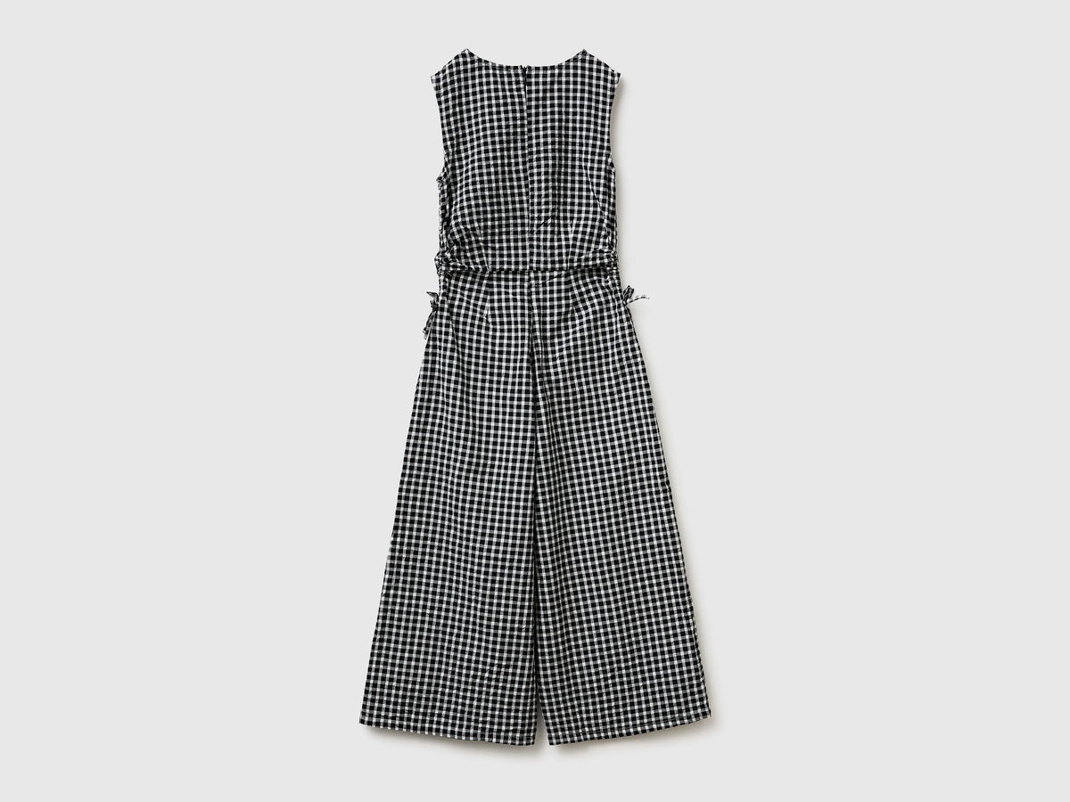 Benetton Black Girls Gingham Checkered Jumpsuit SKU: 4TEECT01B_902 Image 02