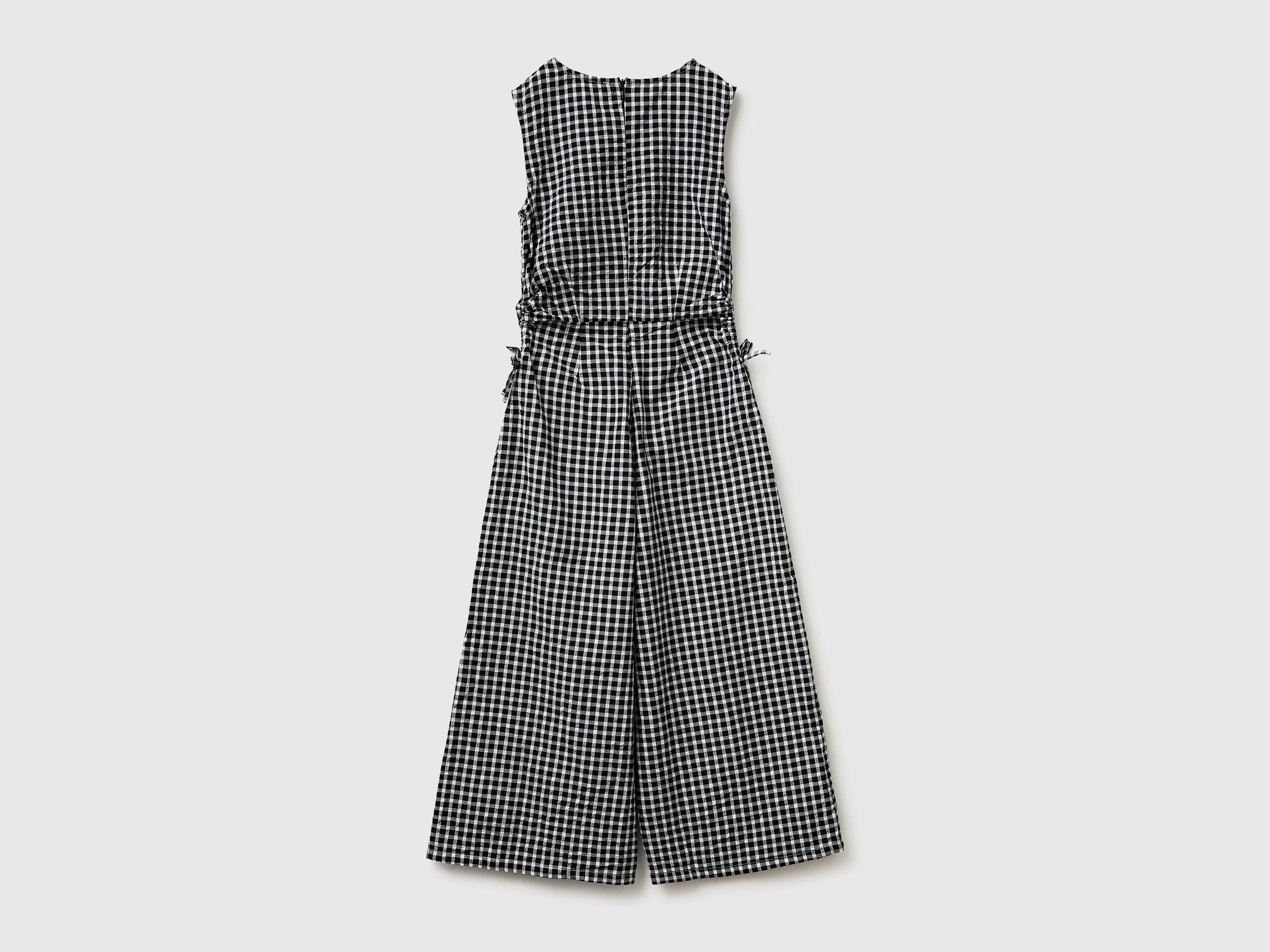 Benetton Black Girls Gingham Checkered Jumpsuit SKU: 4TEECT01B_902 Image 02