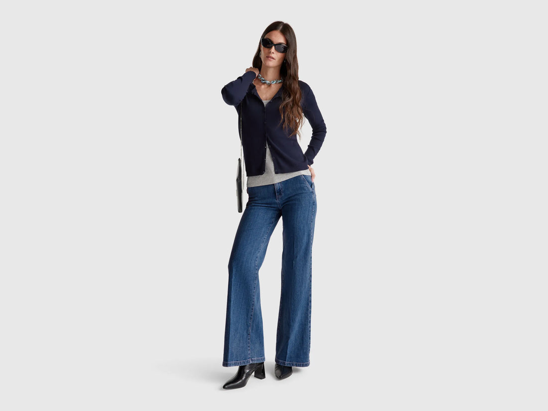 Benetton Light Blue Women Wide Fit Jeans SKU: 4TUT574X5_902 Image 01