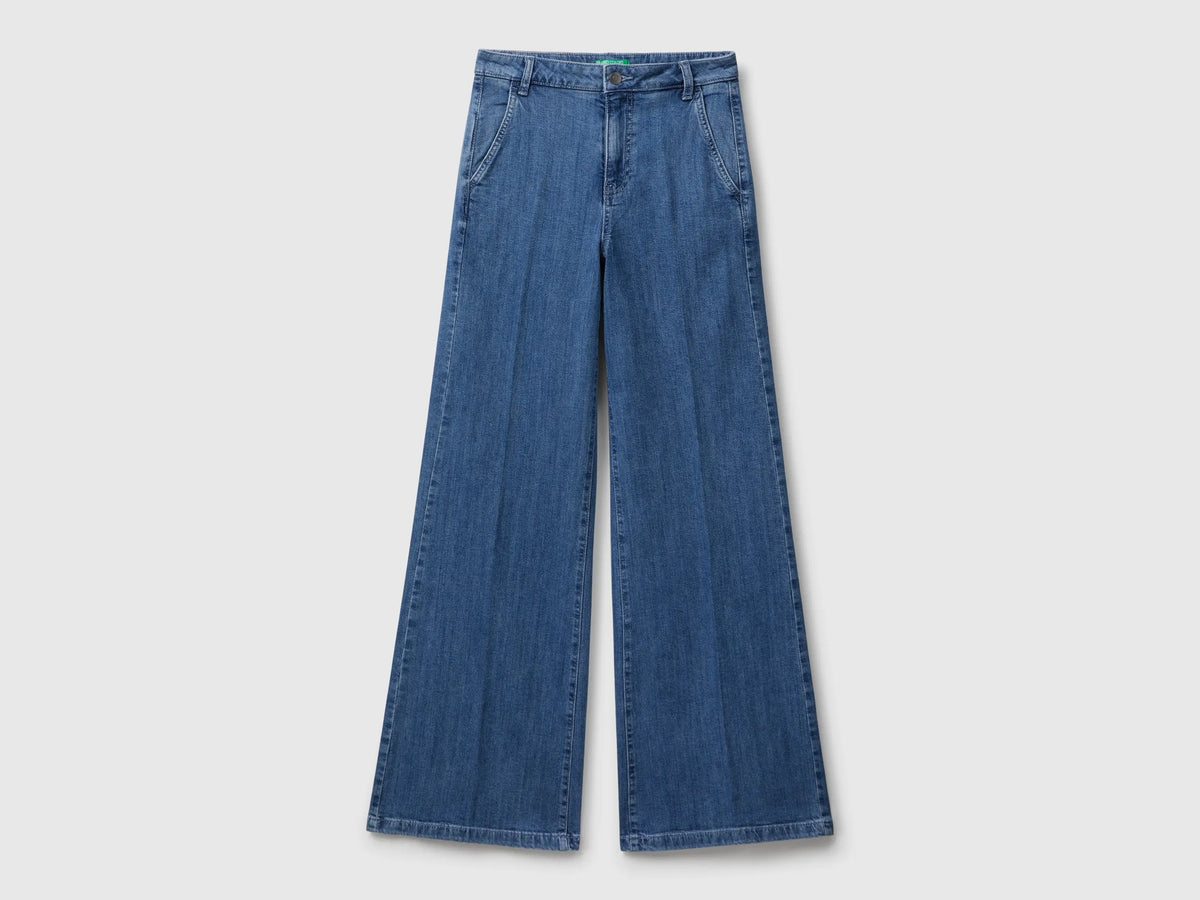 Benetton Light Blue Women Wide Fit Jeans SKU: 4TUT574X5_902 Image 04