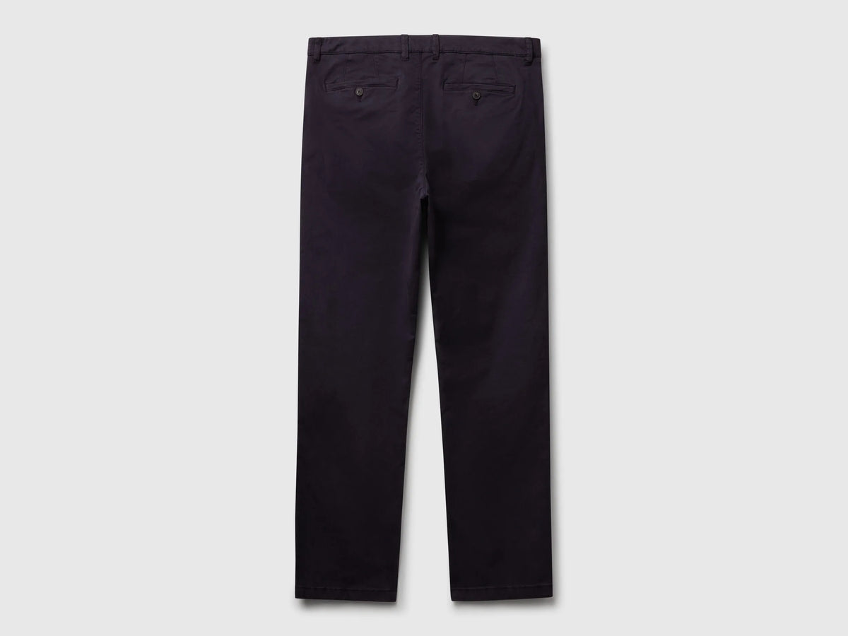 Benetton Dark Blue Men Straight Fit Chinos SKU: 4TZYUF05H_3C1 Image 06