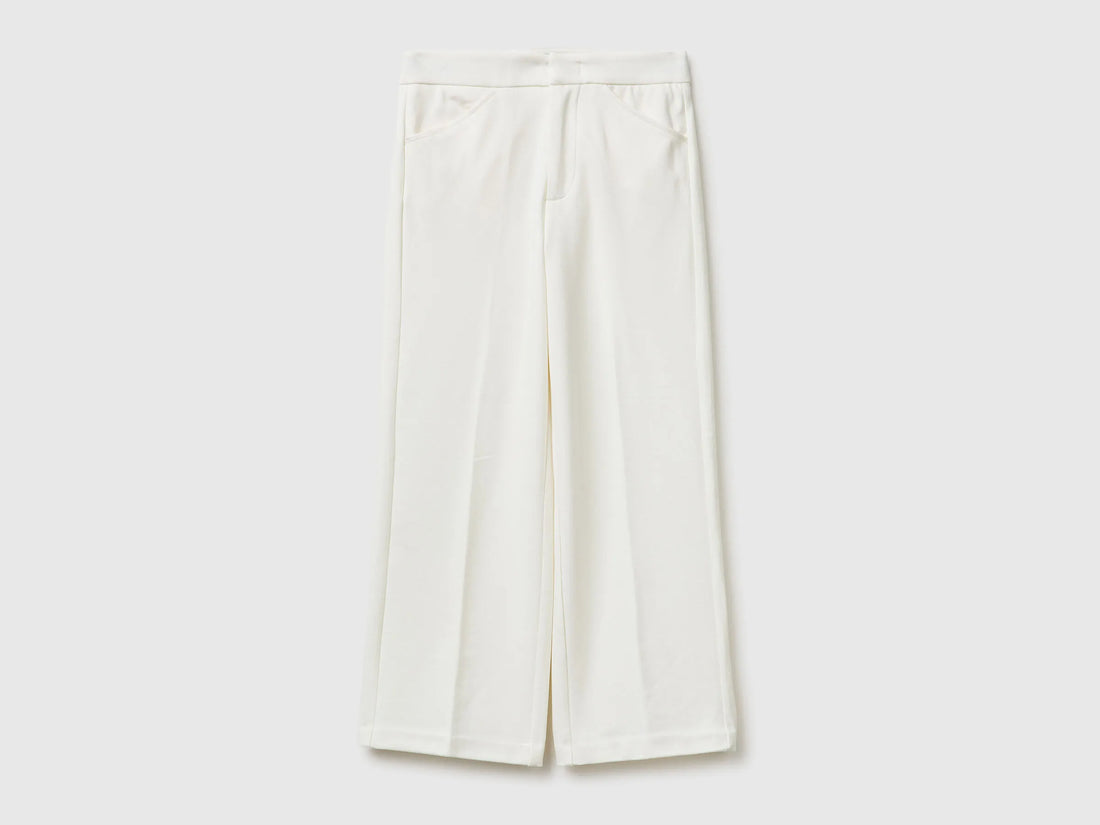 Benetton Creamy White Girls Elegant Trousers SKU: 4U7FCF05Q_074 Image 01