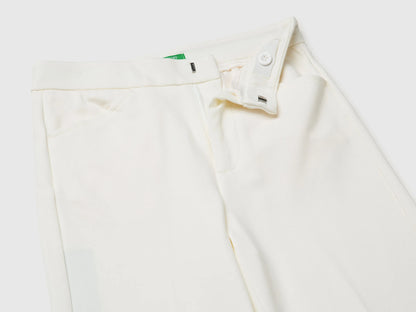 Benetton Creamy White Girls Elegant Trousers SKU: 4U7FCF05Q_074 Image 03