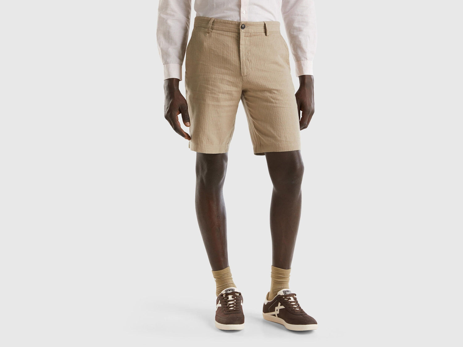 Striped Shorts In Linen Blend_4UTAU900O_902_01