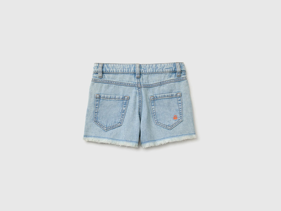 Benetton Blue Girls Lobster Denim Shorts SKU: 4UTPC9055_902 Image 02
