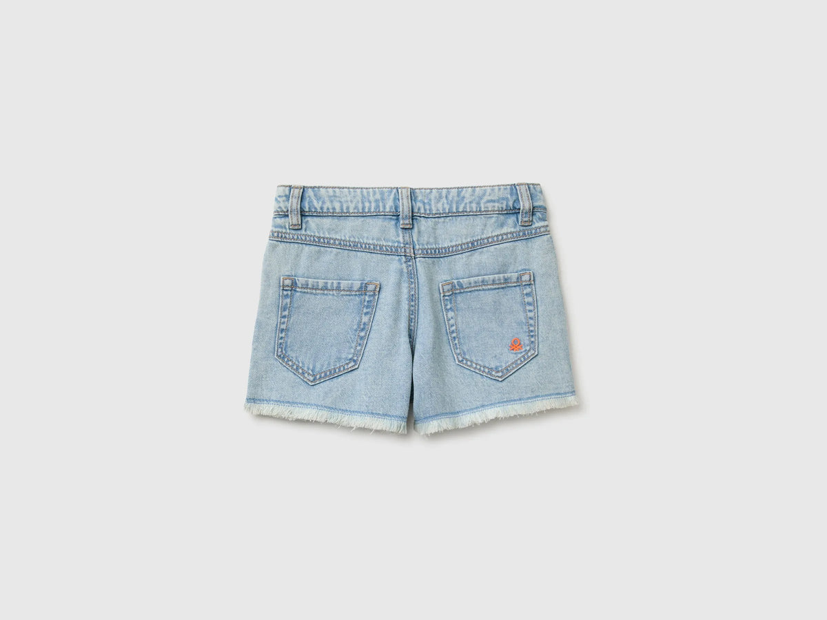 Benetton Blue Girls Lobster Denim Shorts SKU: 4UTPC9055_902 Image 02