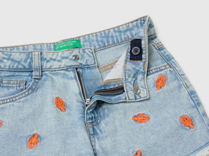 Benetton Blue Girls Lobster Denim Shorts SKU: 4UTPC9055_902 Image 03