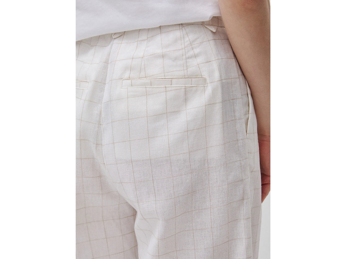 Benetton Creamy White Women Checkered Trousers SKU: 4V6GDF0BG_901 Image 04