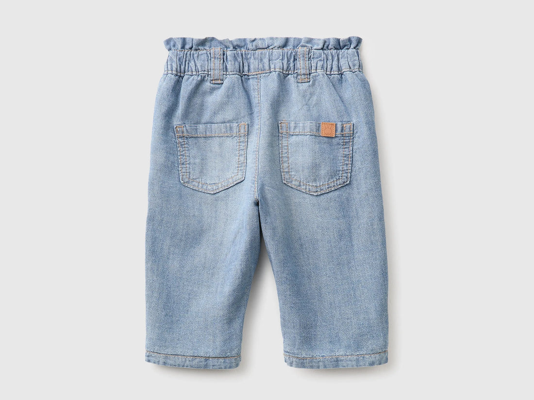 Benetton Light Blue Unisex High-Waisted Chambray Trousers SKU: 4VBYAF021_901 Image 02