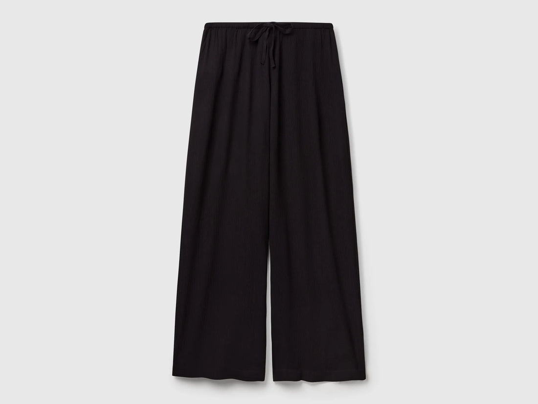 Benetton Black Women Wide Trousers with Elastic SKU: 4VW95F00C_100 Image 02