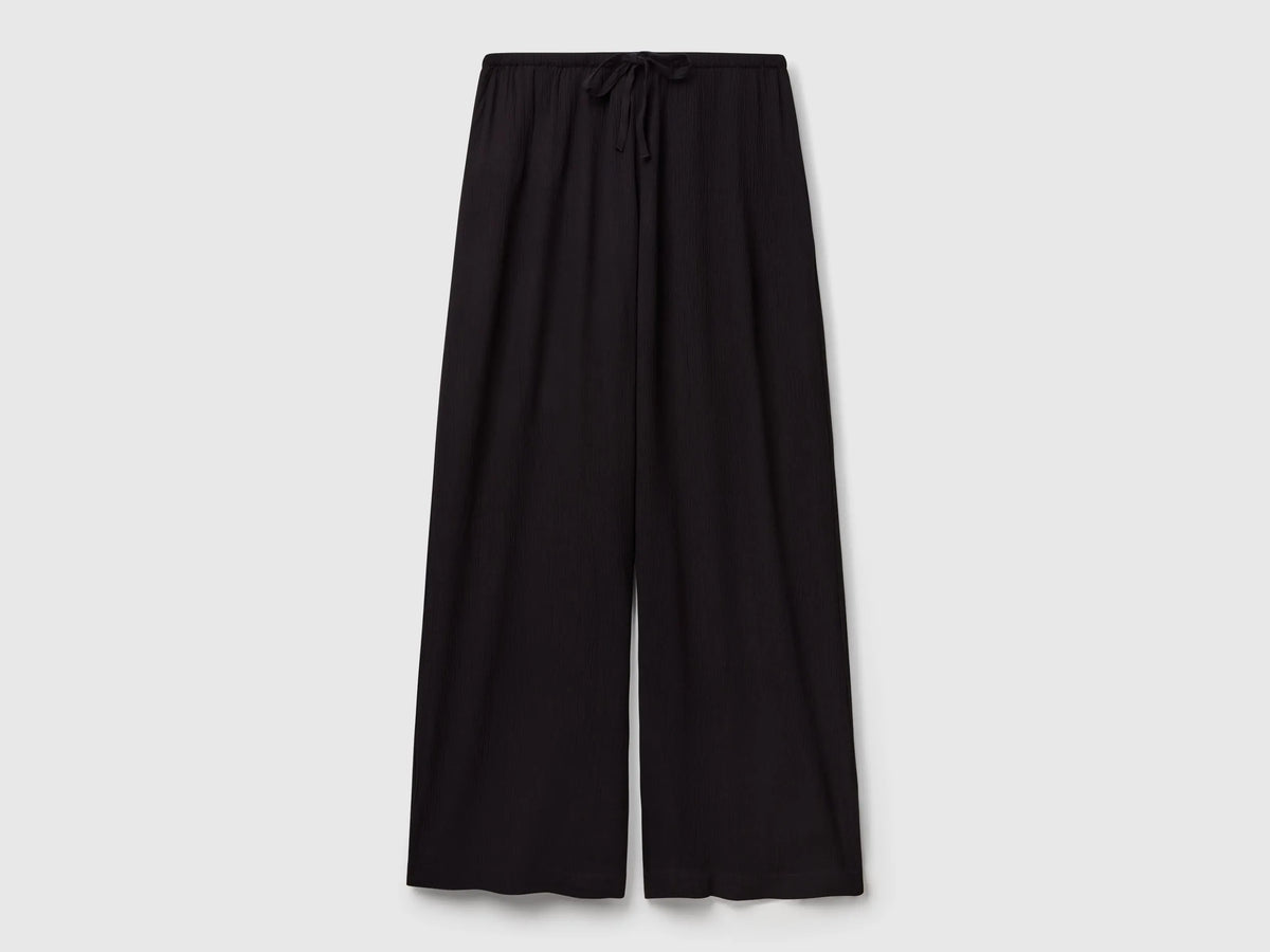Benetton Black Women Wide Trousers with Elastic SKU: 4VW95F00C_100 Image 02