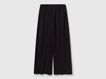Benetton Black Women Wide Trousers with Elastic SKU: 4VW95F00C_100 Image 03