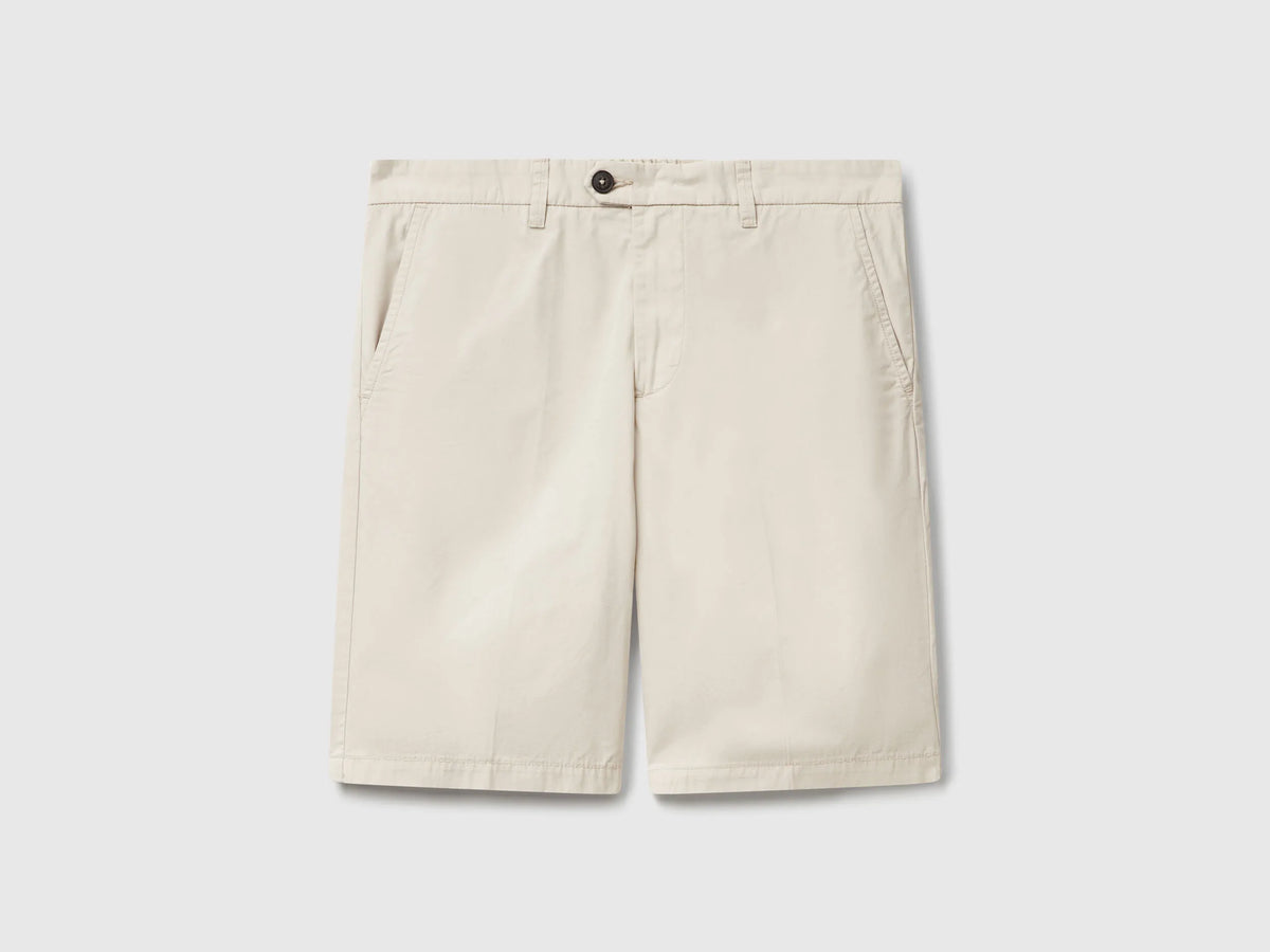 Benetton Beige Men Lightweight Cotton Chino Bermuda Shorts SKU: 4W3LU9014_152 Image 01