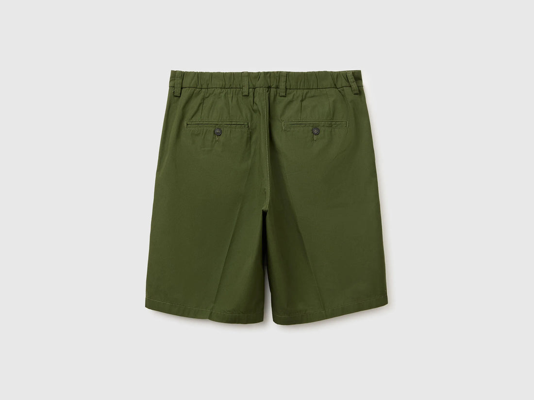 Benetton Olive Green Men Lightweight Cotton Chino Bermuda Shorts SKU: 4W3LU9014_35Y Image 02