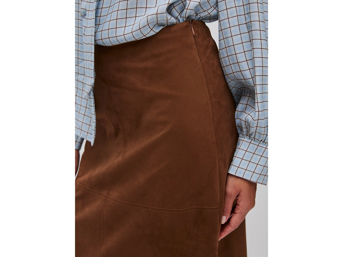Benetton Brown Women Suede-Effect Midi Skirt SKU: 4WUHD0062_901 Image 04